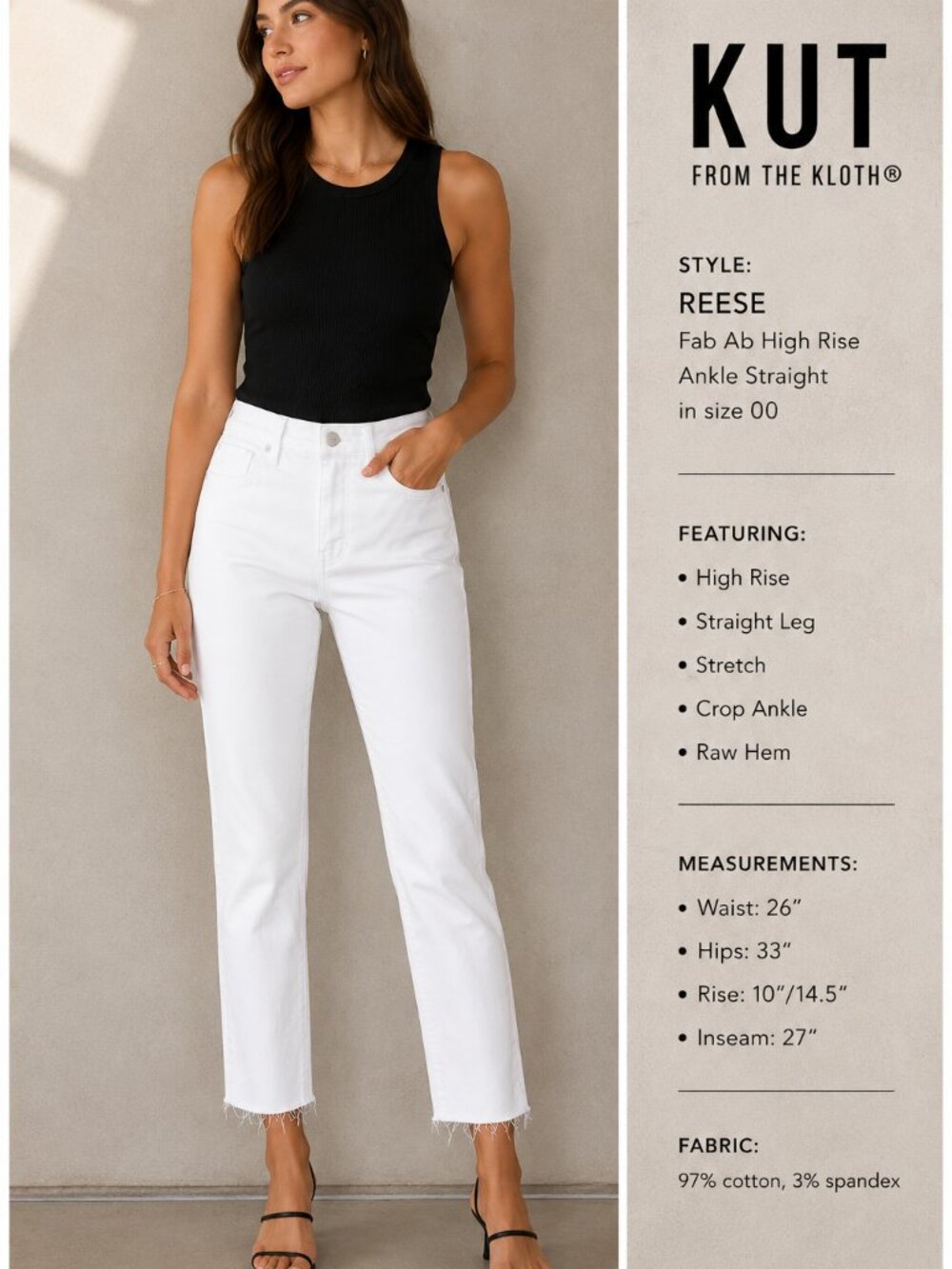 NEW White High Rise Ankle Jeans • Kut From The Kloth • NWT • Size 00 / W26